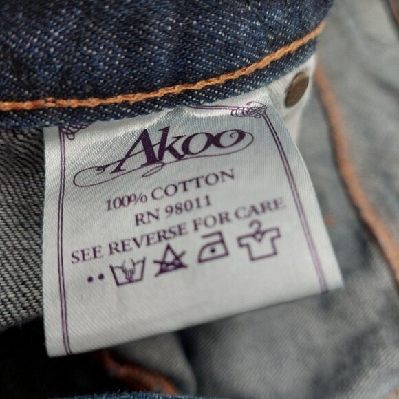AKOO Denim Jeans Size 44 Hip Hop Street Rapper Y2K Grunge 90 Wide Leg READ - Picture 5 of 12